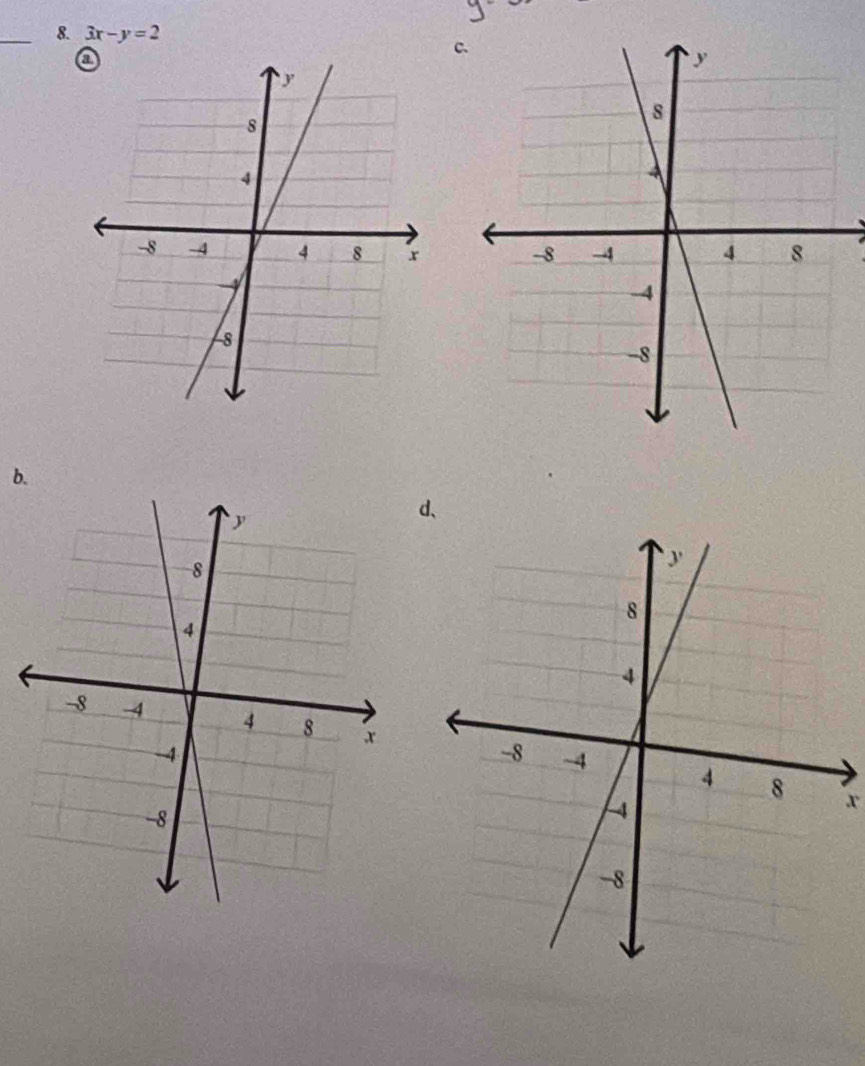 3x-y=2
c 
b. 
d、
x