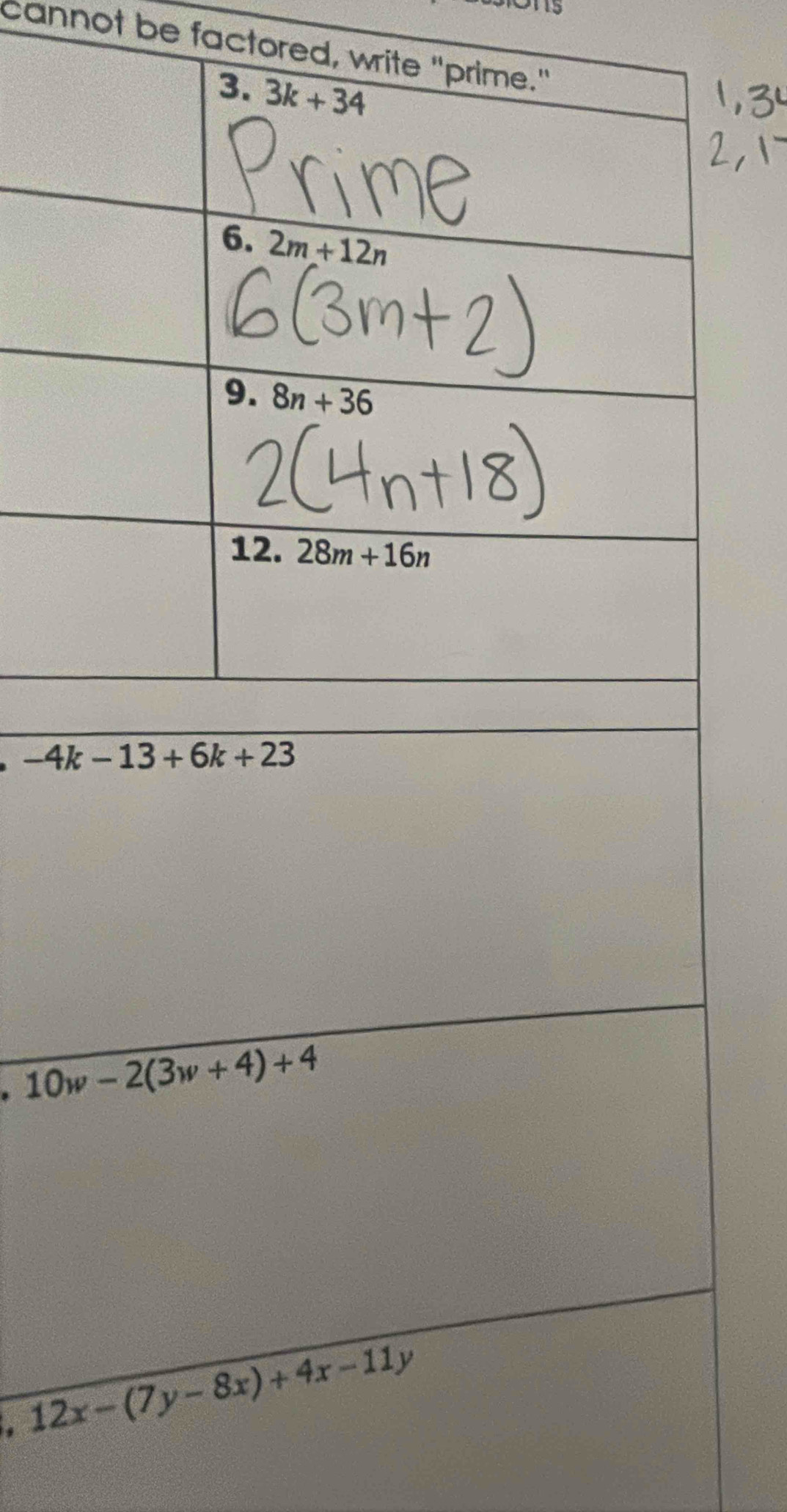 cannot be factored, write "prim
 x/2 