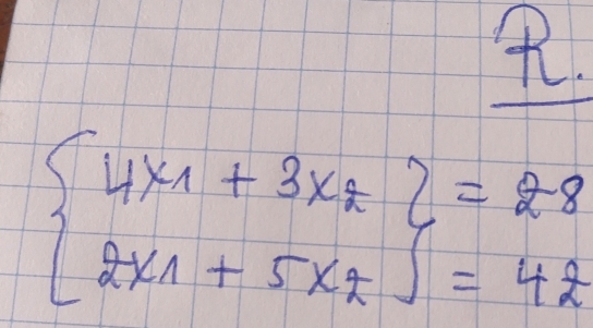 beginarrayl 4* 1+3x_1+3* _2 =2=42endarray.