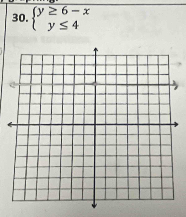 beginarrayl y≥ 6-x y≤ 4endarray.