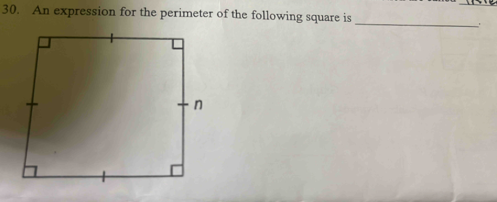 An expression for the perimeter of the following square is 
_ 
.