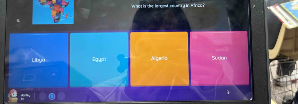 What is the largest country in Africa?
Libya Egypt Algeria
Sudan
Asi