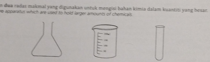 in đua radas makmal yang digunakan untuk mengisi bahan kimia dalam kuantiti yang besar. 
ro apparatus which are used to hold larger amounts of chemicals.
3Mo