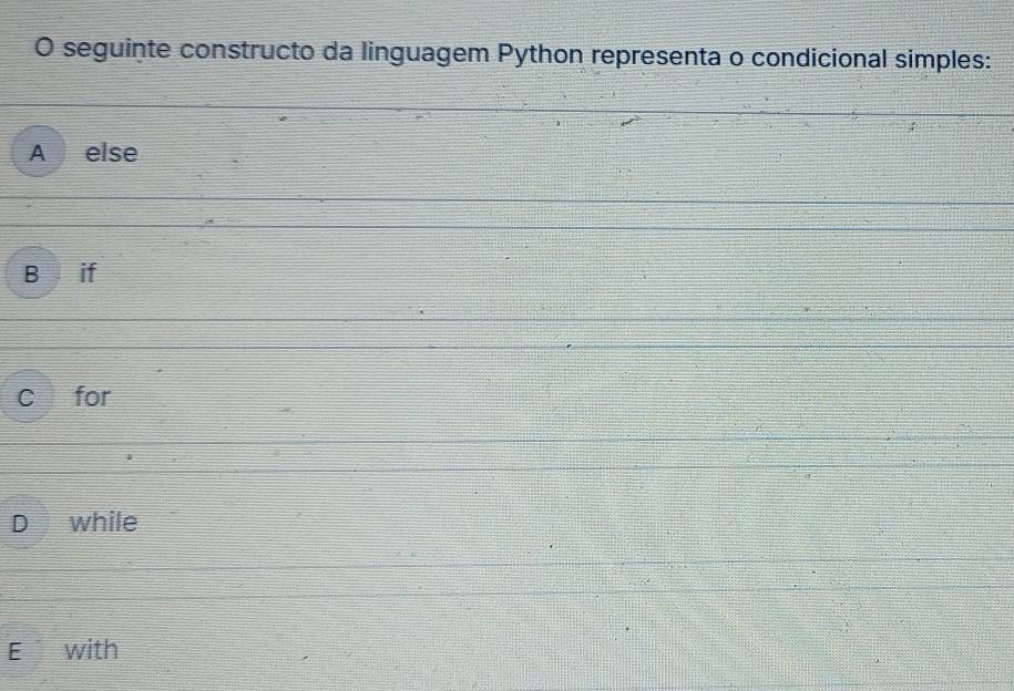 Resolvido:seguinte constructo da linguagem Python representa o ...
