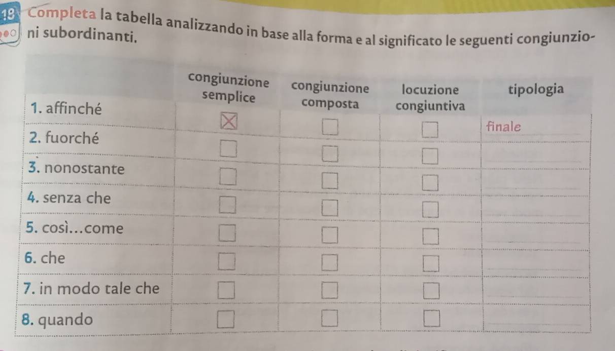 Risolto:Completa la tabella analizzando in base alla forma e al ...