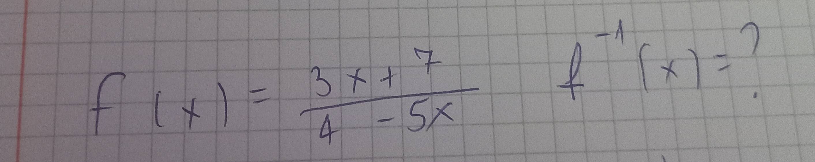 f(x)= (3x+7)/4-5x  - - f^(-1)(x)=