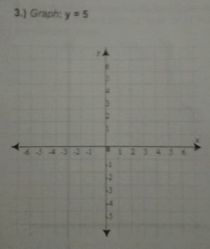 3.) Graph: y=5