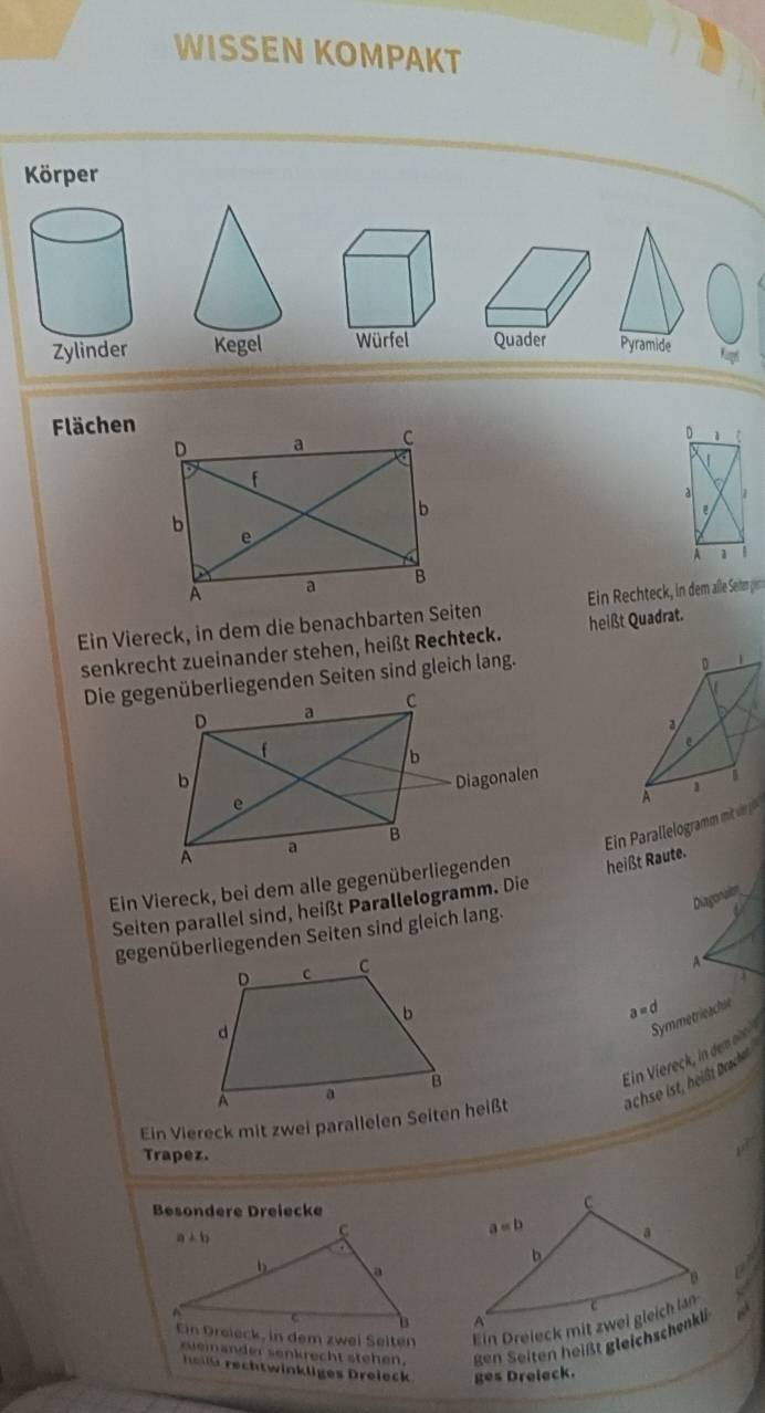 Gelöst:WISSEN KOMPAKT Körper Zylinder Quader Pyramide Flächen Ein ...