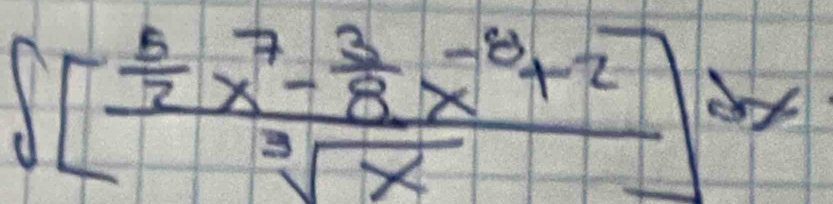 ∈t [frac  5/2 x^7- 3/8 x^(-8)+2sqrt[3](x)]dx