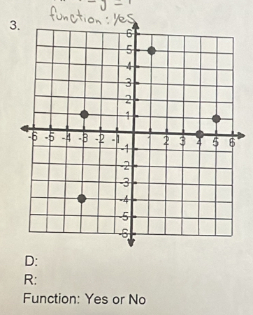 3
D:
R:
Function: Yes or No