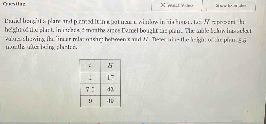 Solved: Question Watch Video Show Examples Daniel bought a plant and ...
