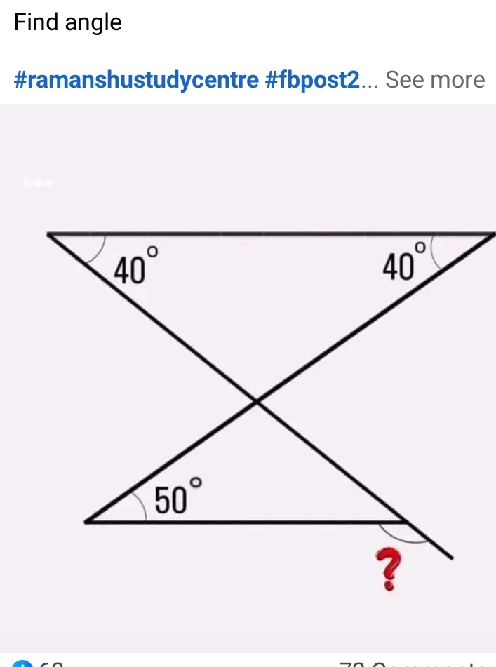 Find angle
#ramanshustudycentre #fbpost2... See more