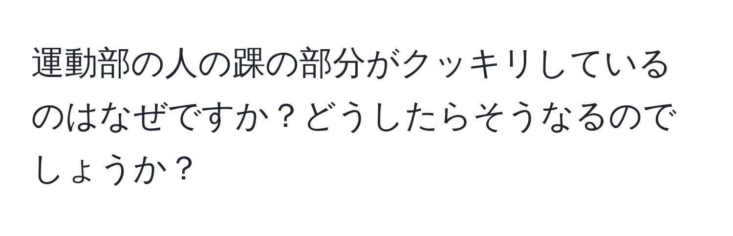 運動部の人の踝の部分がクッキリしているのはなぜですか？どうしたらそうなるのでしょうか？