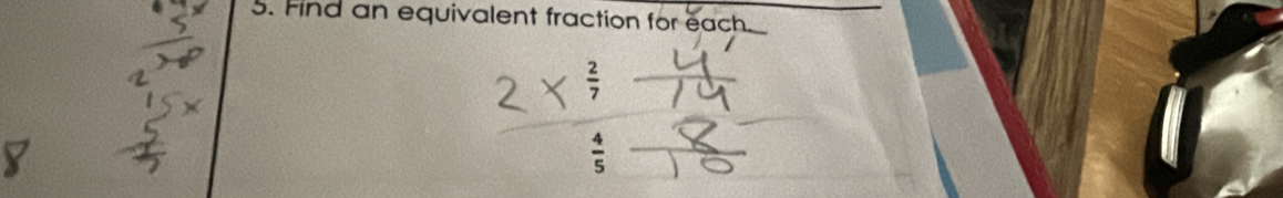 Find an equivalent fraction for each.