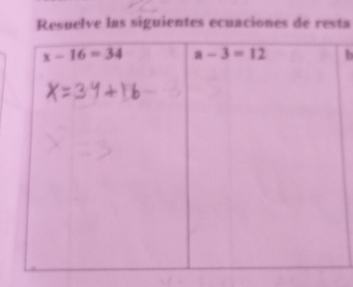 Resuelve las siguientes ecuaciones de resta
b