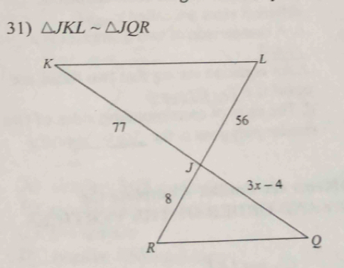 △ JKLsim △ JQR