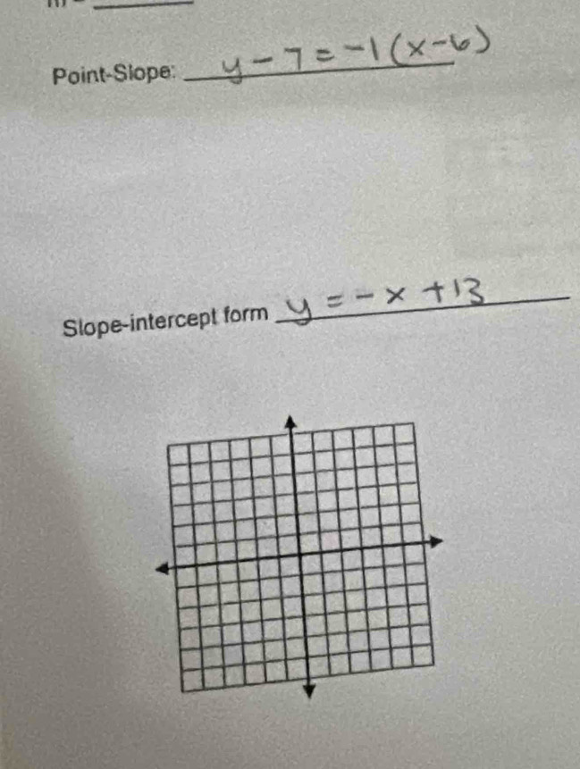 Point-Slope: 
_ 
Slope-intercept form 
_