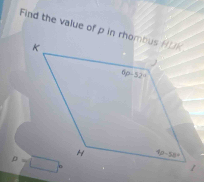 Find the value of p in rhombus H