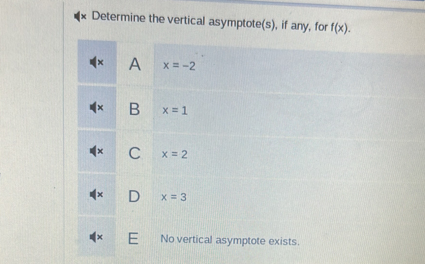 Determine the vertical asymptote(s), if any, for f(x).