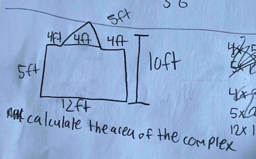 4x-3
5* (0
12* 1
calculate the acea of the complex