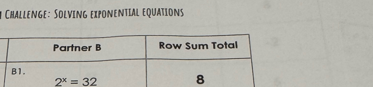 Challenge: Solving exponential equations