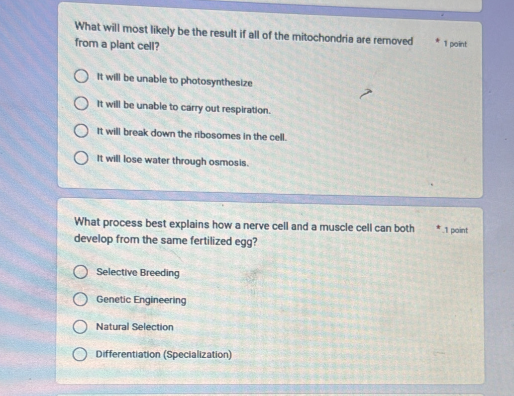 Solved: What will most likely be the result if all of the mitochondria ...