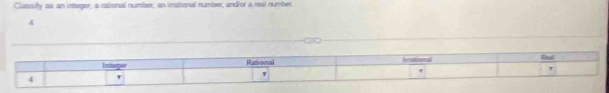 Cussity as an intager, a rational number, an inational number, andfor a real number 
4