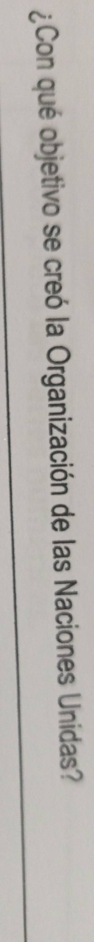 ¿Con qué objetivo se creó la Organización de las Naciones Unidas? 
_