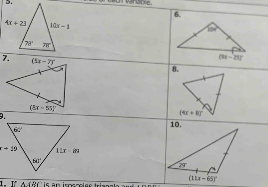 each variable.
9.
1. If △ ABC