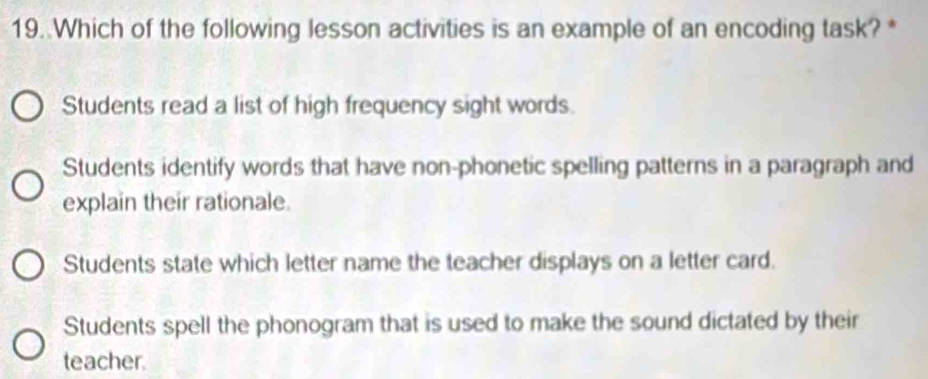 Solved: Which of the following lesson activities is an example of an ...