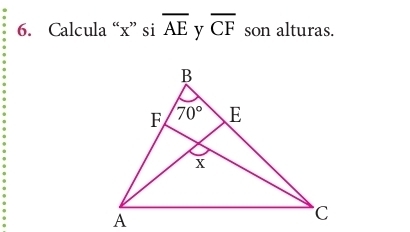 Calcula “x” si overline AE y overline CF son alturas.