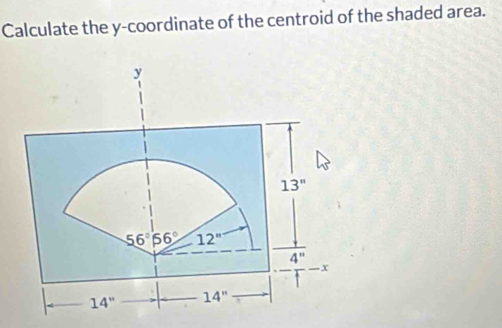 Calculate the y-coordinate of the centroid of the shaded area.