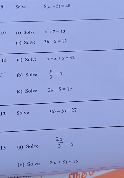 Solve 8(m-5)=48
10
11
12
13
The