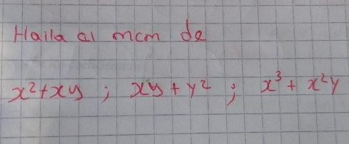 Haila al mom da
x^2+xy; xy+y^2; x^3+x^2y