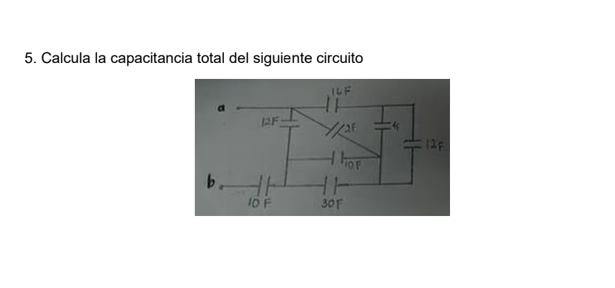 Calcula la capacitancia total del siguiente circuito