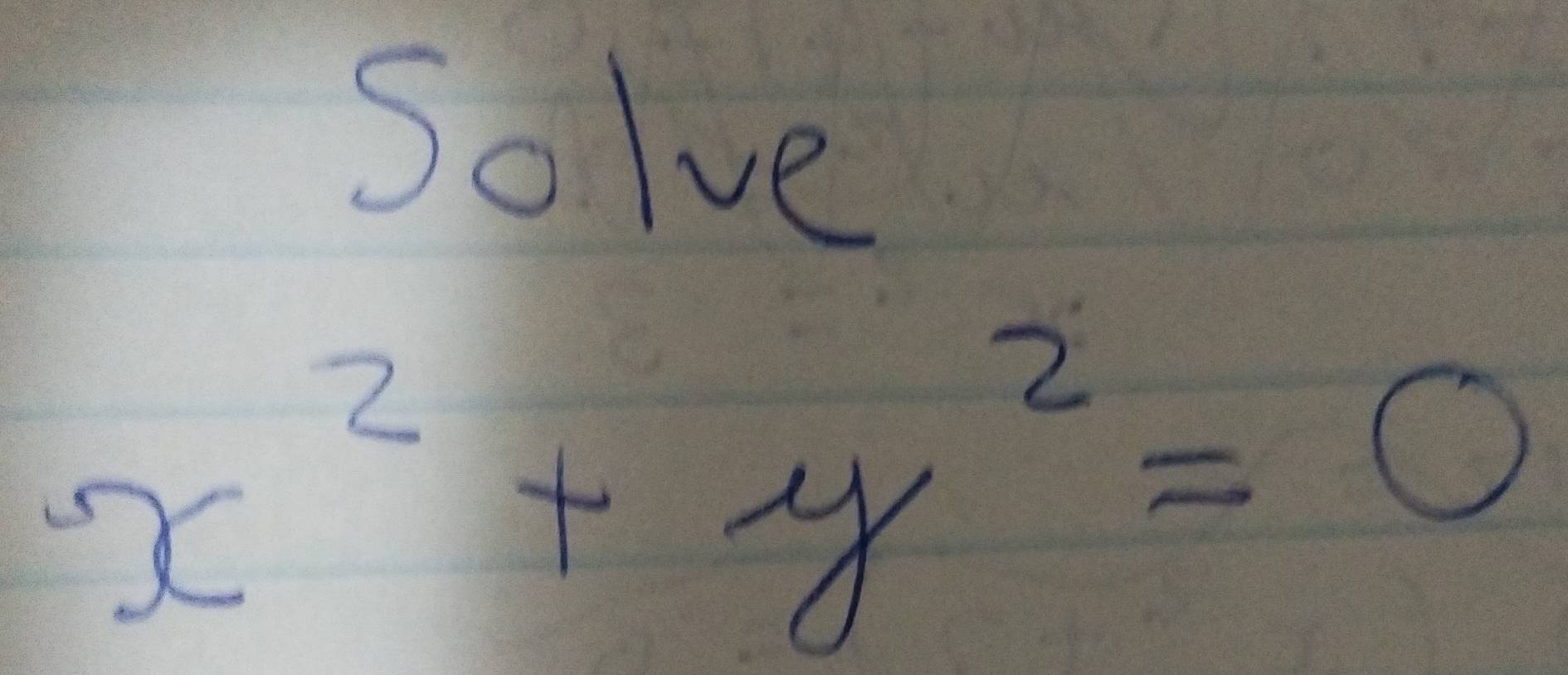 Solve
x^2+y^2=0