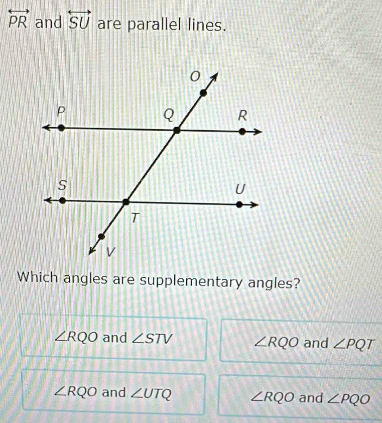 Solved: overleftrightarrow PR and overleftrightarrow SU are parallel ...