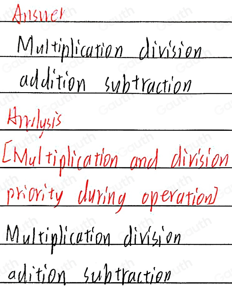 Solved: The order of precedence of the four basic mathematical ...