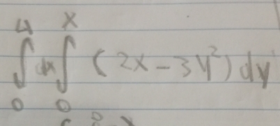 ∈tlimits _0^(4(x∈t)^x(2x-3y^2))dy