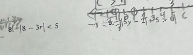 8. |8 - 3r| < 5</tex>