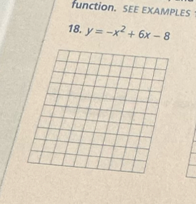 function. SEE EXAMPLES 
18. y=-x^2+6x-8