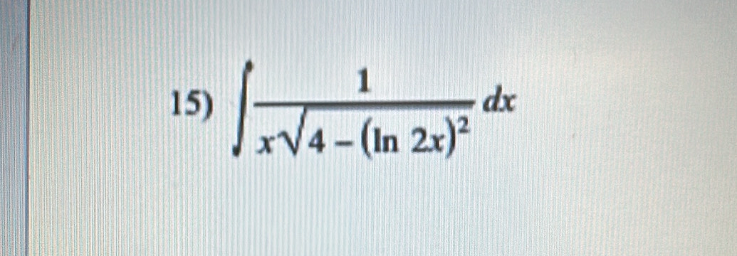 ∈t frac 1xsqrt(4-(ln 2x)^2)dx