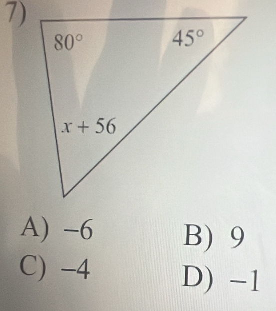 A) -6
B) 9
C) -4
D) -1