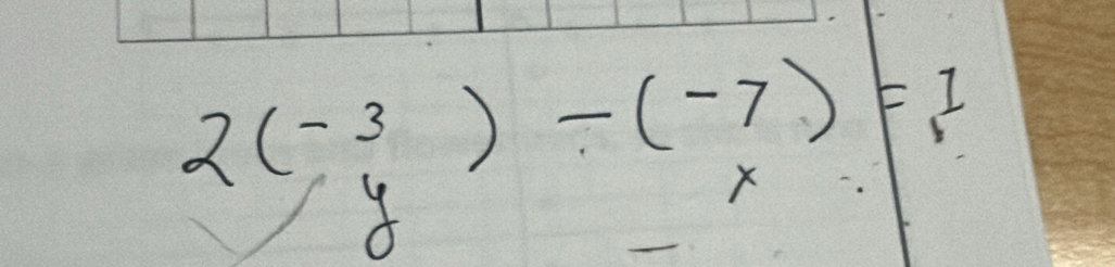 2(-3)-(-7)=1
X