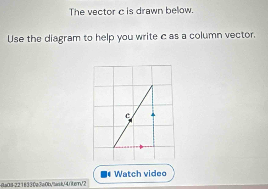 Solved: The vector c is drawn below. Use the diagram to help you write ...