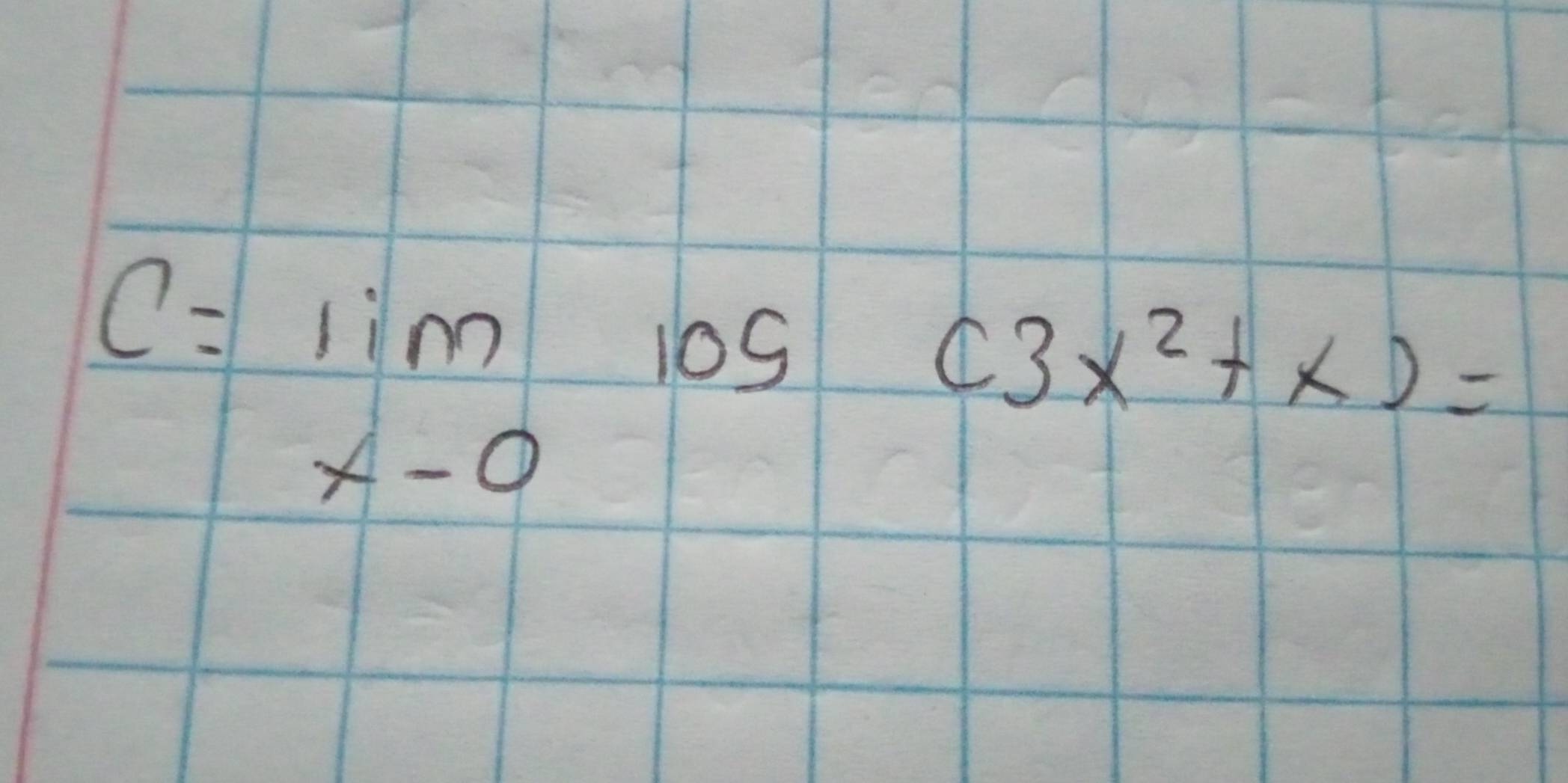 C=lim _xto 0log (3x^2+x)=