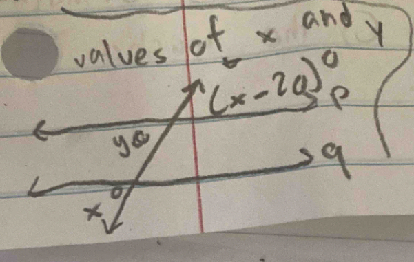 values of x andy
(x-2a)^circ 
ye
9
×