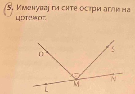 Именувае ги сите остри агли на 
цртежот.