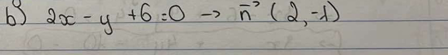 2x-y+6=0
vector n(2,-1)