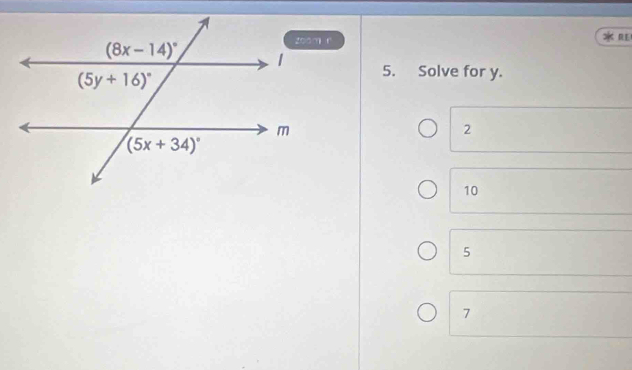 RE
5. Solve for y.
2
10
5
7